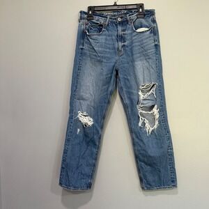 American Eagle Mom Jeans Womens Size‎ 6 Standard Ripped Distressed Denim